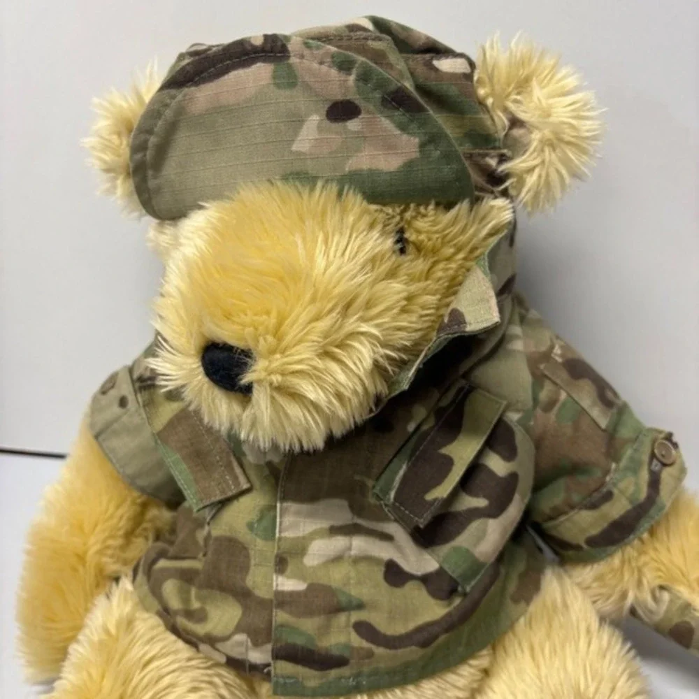 Vintage 1989 Bear Forces of America Military Teddy Bear Plush Camouflage Uniform